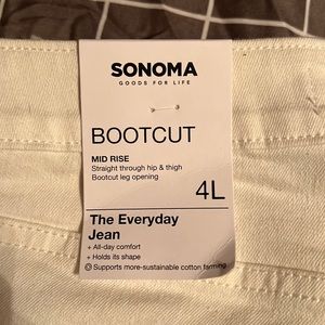 2 Sonoma white jeans. 1- NWT size 4L boot cut 2-WORN ONCE size 7/28w distressed